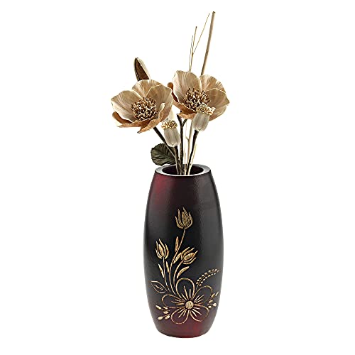 Bold And Vibrant Flower Garden Red Mango Tree Wood Set Of 2 Flower Vase #TOP4