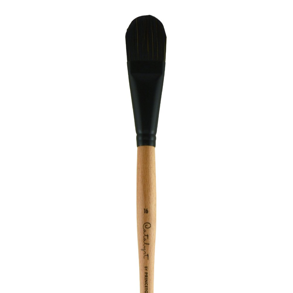 PRINCETON ARTIST BRUSH CO. Princeton Catalyst Polytip - Cepillos para acrílico y Aceite, Serie 6400, Mango Largo, Filbert, tamaño 16, Madera