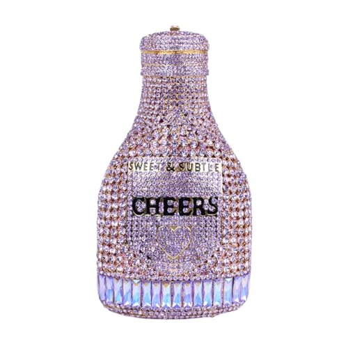 Image of Rhinestone Champagne Bottle Clutch, Luxury Evening Bag for Women