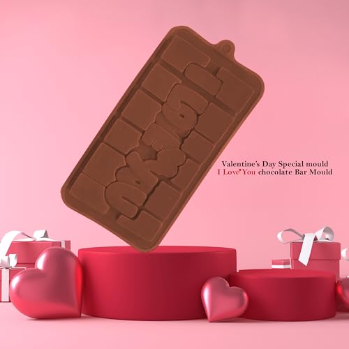 Image of MoldBerry Silicone Chocolate Mould Combo of 3 | Valentine I Love You Bar Tray + Kunafa Bar Mould + 55 Cavity Mini Heart Mold | Flexible Non-Stick Baking & Candy Making Tray
