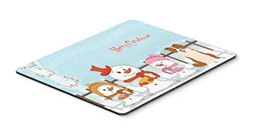 Caroline's Treasures BB2450MP Merry Christmas Carolers Border Collie Red White Mouse Pad, Hot Pad or Trivet for Home Office Gaming Working Computers Laptop Mouse Mat,Washable Large Mousepad
