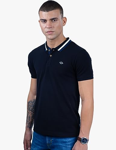 Image of Revolt Streetwear SINDICATE Men Revolt Men's 100% Cotton Polo T-Shirt - with Logo Branding (Jet Black, L)