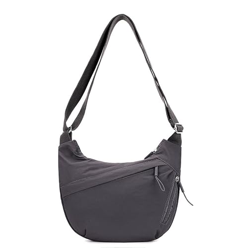 Crescent Crossbody Bags for Women, Nylon Luna Hobo Purse Medium Lightweight Sling Shoulder Handbag Dumpling Clutch (Purple)
