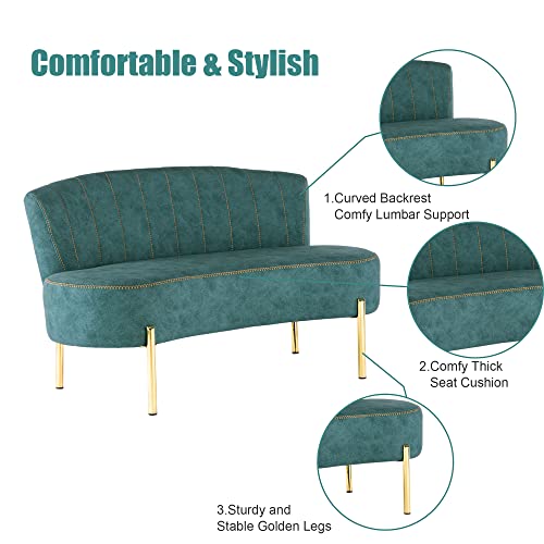 Annjoe Loveseat Settee Upholstered Sofa Couch Banquette Bench Ottoman With Backrest And Golden Metal Legs For Dining Room Living Room Bedroom Funiture… #TOP3