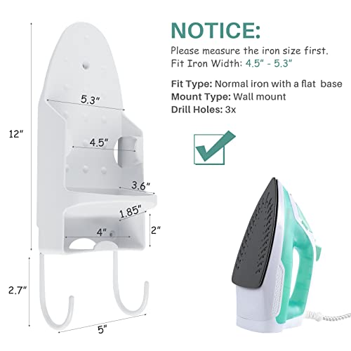 Double 2 C Ironing Board Hanger Wall Mount, Iron Hanger With Ironing Board Rack, Heat Resistant Iron Holder Wall Mount For Max 5 Inch Width thumb #1
