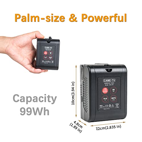 Came-Tv 6875Mah Mini-99 V-Mount Battery 99Wh D-Tap 14.4V 15A And Usb 5V 2.1A Compatible With Bmpcc 4K / 6K, Fx6, Zcam-E2, A7S, Komodo Cameras #TOP5