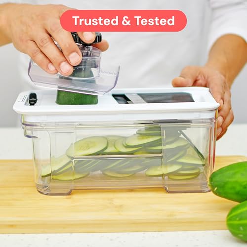 Fullstar Mandoline Slicer for Kitchen - Vegetable Chopper, Onion Potato Food Veggie Fruit Slicer and Cutter with Container, Kitchen Gadgets & Gifts, Home Essentials (6 in 1, Black) by fullstar - Image 8