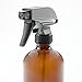 16oz Empty Amber Dark Brown Glass Spray Bottles w/Labels and Caps (2 Pack) - Mist & Stream Trigger Sprayer - Boston Round Heavy Duty Bottle - For Essential Oils, Cleaning, Kitchen, Hair