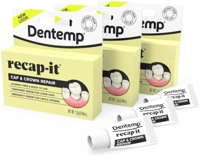 Dentemp Recap-It Cap and Crown Repair Dental Kit, Pack of 3