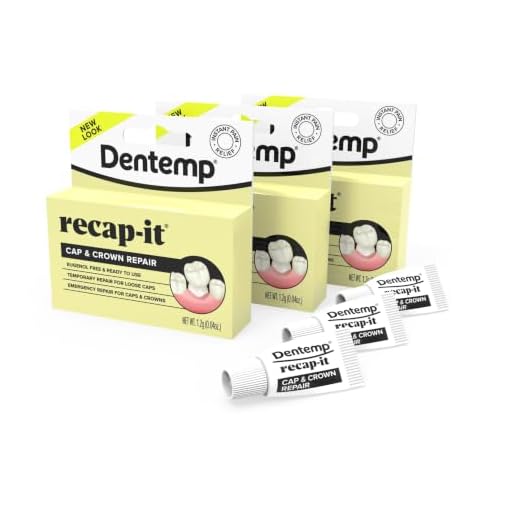Dentemp Recap-It Cap and Crown Repair Dental Kit - Fast Acting Formula Dental Cement for Loose Caps (Pack of 3) - Temporary Cement for Crown and Bridge