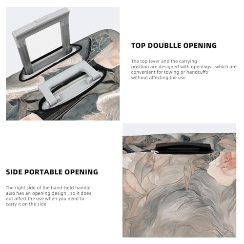 Wolf And Pink Rose Flowers Elastic Travel Luggage Covers Dustproof Scratch-Resistant Suitcase Protector Fit 22-24 Inch3