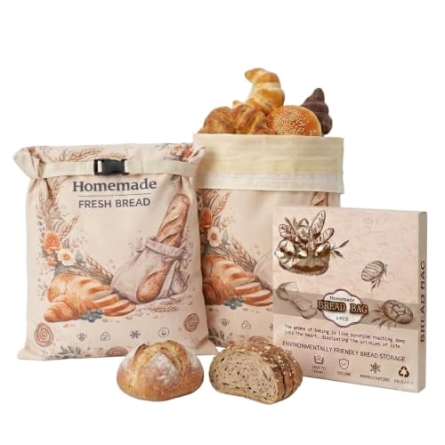 LURKA Beeswax Bread Bags with Cotton Linen, 2-Pack