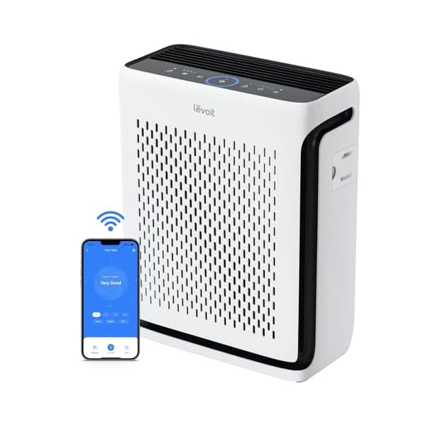 LEVOIT Air Purifiers for Home Large Room Bedroom Up to 1110 Ft² with Air Quality and Light Sensors, Smart WiFi, Washable Filters, HEPA Sleep Mode for Pets, Allergies, Dust, Pollen, Vital 100S-P, White
