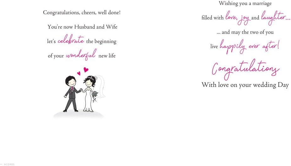 Piccadilly Greetings Wedding Card, To a Happy Couple - 9 x 6 inches