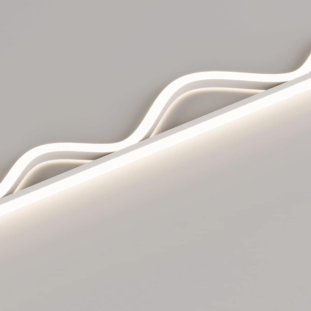 Suspension Linéaire Géométrique À Led Dimmable Pour Salle À Manger, Lampe Suspendue Longue Et Ultra-Mince En Métal Avec Abat-Jour En Silicone, Luminaires Modernes Et Minimalistes Pour Îlot Central (Bl