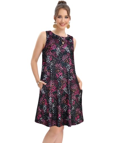 Image of elescat Women's Summer Dresses Casual Sleeveless Loose Sundress with Pocket