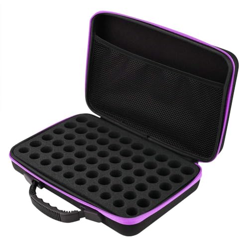 60 Bouteilles Etanche Coque Rigide EVA Grande Capacité Huiles Essentielles Poignée Sacoche de Transport Vernis à Ongles Boîte de Rangement Mousse Insert Organisateur