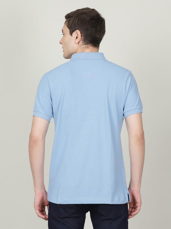 Image of CROCODILE Men's Solid Casual Wear T-Shirt | Polo Neck | Half Sleeves | Pull On | Regular