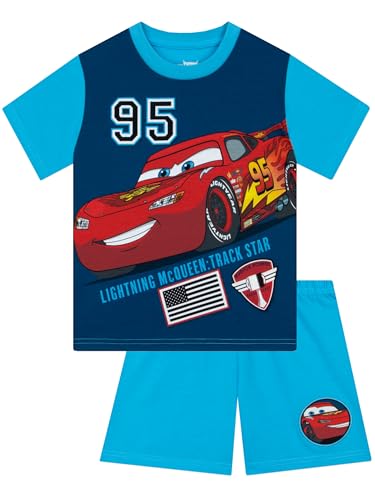 Disney Cars Schlafanzug Kurz, Schlafanzüge Für Jungen Lightning McQueen, Schlafanzug Jungen Sommar, Blau 110