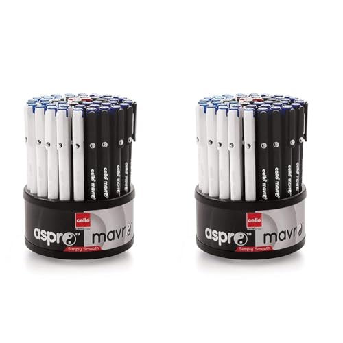 Image of Cello Aspro Mavro Ball Pen | Black Ball Pen | Pack of 100 | Lightweight and Stylish Ball Pens | Ball Pen Set | Ideal for Students and Professionals Stationery