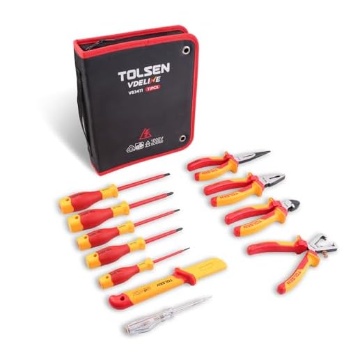 TOLSEN 11-Piece VDE Insulated Set, 1000V Insulated Electrician Tool Set, with Insulated Phillips and Slotted Screwdrivers, Insulated Pliers, and Wire Stripper