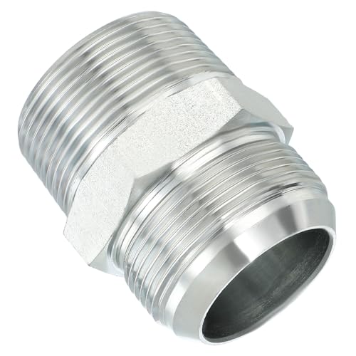 Image of PATIKIL Pipe Adapter Connector 1-7 /8 inch Male 74 Flare JIC x 1-1 /2 inch Male R Pipe Fitting Oil Feed Restrictor Fitting Hydraulic Connector for Oil Steam Water Pipelines System