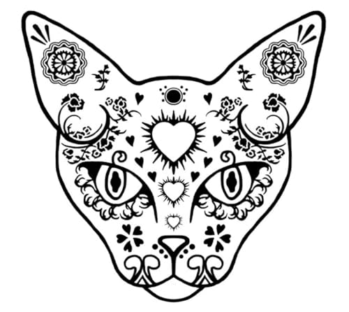 Cat Sugar Skull 2 pcs 3 Inch Black Fused Glass Decals