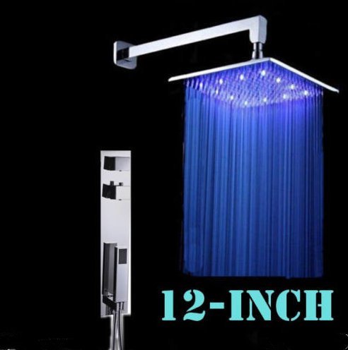 Système de douche thermostatique LED Gowe en chrome avec pluie 30cm