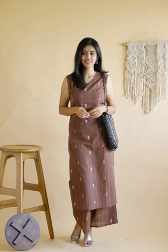 Image of ANNI Designer Women's Viscose Straight Printed Kurta with Palazzo Co-Ord Set | Two Piece Ethnic Kurta Set for Women | Sleeveless Straight Kurti with Palazzo Bottom | Indian Dress
