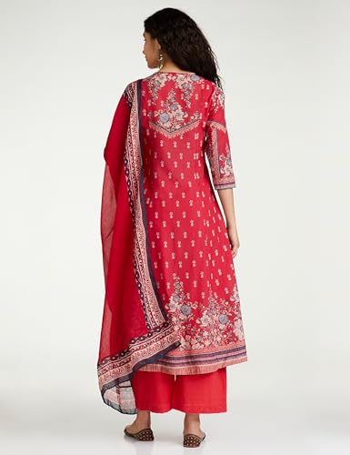 Image of BIBA Women Cotton Blend Kalidar Printed Suit Set