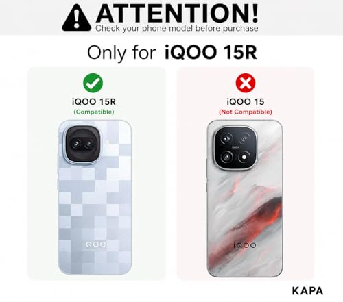 Image of Kapa Hawkeye Clear Slim Tough Back Cover for iQOO 15R 5G | Camera Lens Protector Anti Yellow Shockproof Clear Hybrid Case Cover (Grey Sides)