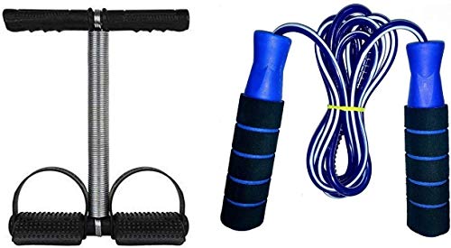 KS HEALTHCARE® Single Spring Tummy Trimmer with Exercise Skipping Rope Combo Abdominal or Belly Exerciser Fitness Equipment for Abdominal and Full Body Workout
