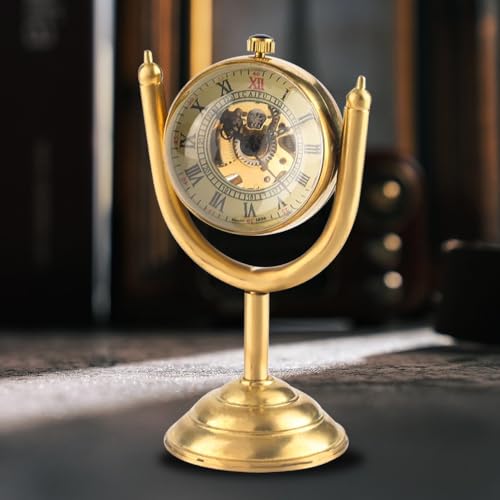 Image of Unique Ball Shaped Uncovered Mechanical Pocket Watch for Men, Roman Digital Dial Mechanical Pocket Watch with Chain