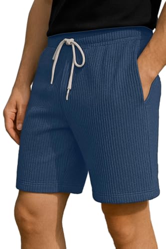 Image of Vogaan Men's Casual Slim Fit Shorts | Stylish Above Knee Shorts with Elastic Waist & Side Pockets Summer Wear for Gym Lounge Travel & Outdoor