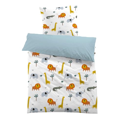 MUSOLEI Housse de Couette 140x200 Enfant Fille Garçon Animal Parure de Lit 1 Personne en...