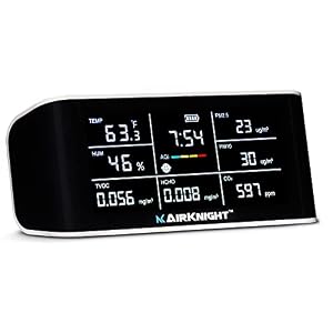 AirKnight Premium Indoor Air Quality Monitor Indoor & Air Quality Sensor. VOC Detector, CO2 Monitor, Formaldehyde Detector HCHO, AQI, PM2.5, PM10 Temperature Humidity Air AQI CO2 Meter