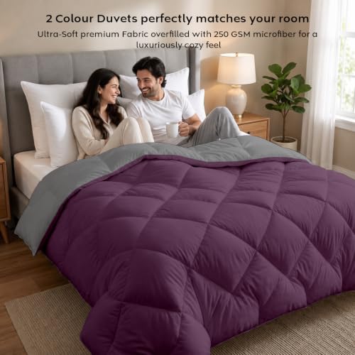 Image of AYKA Reversible Comforter 220 GSM Microfiber Reversible AC Comforter /Blanket for Winter /Quilt /Duvets for Queen Size Single Bed Comforter (60 * 90, Burgundy & Grey)| TC - 220