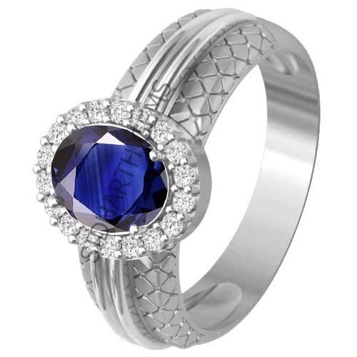 Saphir bleu de Ceylan bague réglable d'exception 14 carats non traité