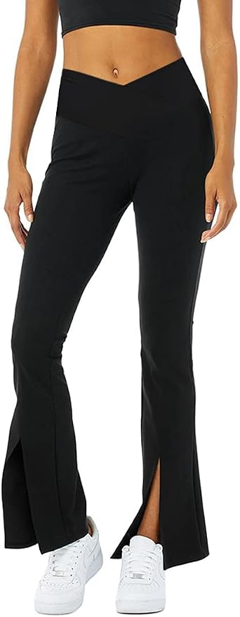Amazon.com: Pantalones de yoga con corte de bota para mujer, leggings de  cintura alta, sexy, con abertura frontal, pantalones acampanados : Ropa,  Zapatos y Joyería