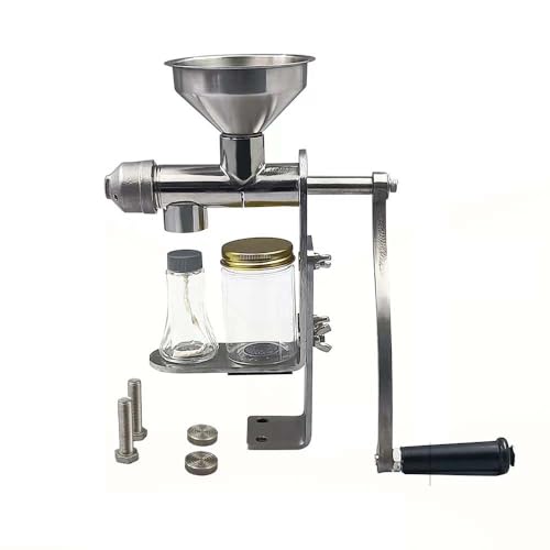 Pressa manuale per olio, pressa a freddo in acciaio inossidabile per semi di girasole di soia di arachidi, uso domestico manuale, alta resa di olio, design portatile con portabottiglie magnetico