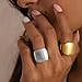 Mytys Statement Chunky Ring Square Gold Plated, Minimalist Modern Geometric Dome Fashion Rings for Women, Trendy Oversized Band Ring Jewelry Gift (Gold, 10)