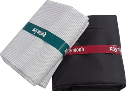 Image of Raymond Premium Unstitched Formal Shirt Fabric, Cotton Blend Stripes, 150 x 150 cm, Regular Fit, Professional Wear Collection