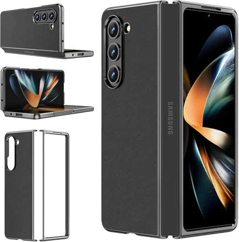 Image of TechTrendz Anti Slip Protective Leather Back Cover with Electroplated Frame Compatible for Samsung Galaxy Z Fold 6 5G - (Black)
