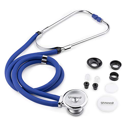 Stethoscope for Cardiology Medical and Home, Yuwell Dual Head Classic Light Weight Design, Double-Catheter Stethoscope for Multifunctional Uses, Gift for Nurses,Doctors, Medical Students (Blue)