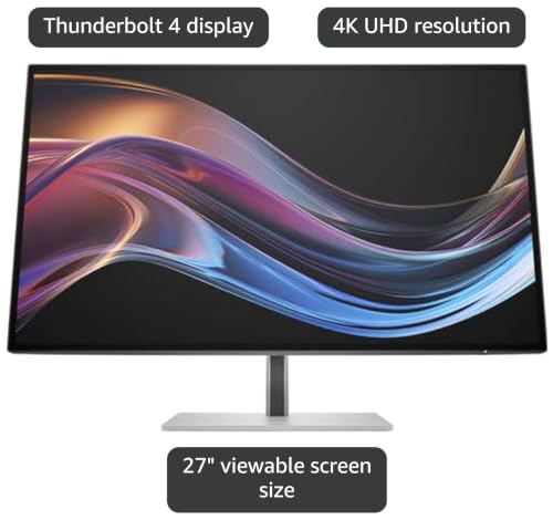 Image of HP 727pk 27 inch Class 4K UHD LCD Monitor - 16:9 - Natural Silver - 27 inch Viewable - in-Plane Switching (IPS) Black Technology - 3840 x 2160-1.07 Billion Colors - 400 Nit - 5 ms - 60 Hz Refresh Rate - Swi