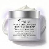 Umikiss NAD+ & GHK-CU Peptide Neck Firming Cream, Tighten & Lift for Turkey Neck, Face & Decollete - Anti-Aging Moisturizer for Wrinkles with Hyaluronic Acid, Niacinamide, Retinol, Collagen, 1.7oz