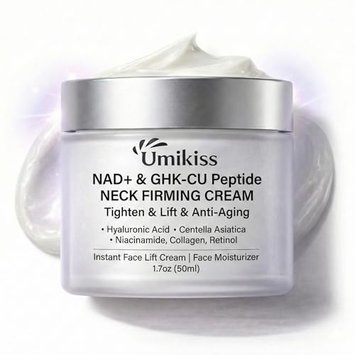 Umikiss NAD+ & GHK-CU Peptide Neck Firming Cream, Tighten & Lift for Turkey Neck, Face & Decollete -...