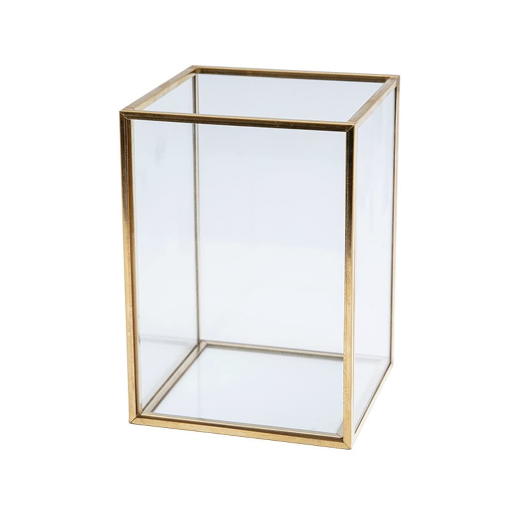 Jewellery Box Golden Cosmetic Storage Box Desktop Lipstick Finishing Glass Plaid Jewelry Classification Storage Makeup Brush similar product 