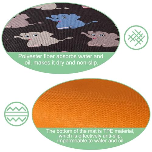 Alfombrillas de cocina absorbentes con elefantes para un suelo seco en el cuarto de lavado 6
