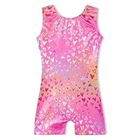 Domusgo Leotard for Girls Gymnastics Size 5-6 Years Old Sparkly Nenon Love Heart Biketards with Shorts